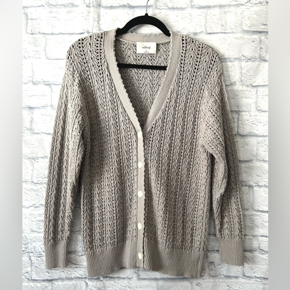 Aritzia Wilfred Reverence Cardigan, grey, size extra small - Picture 2 of 6